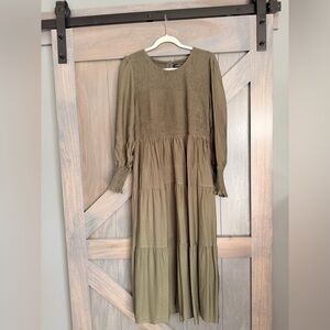 Olive Green Smocked Maxi Dress